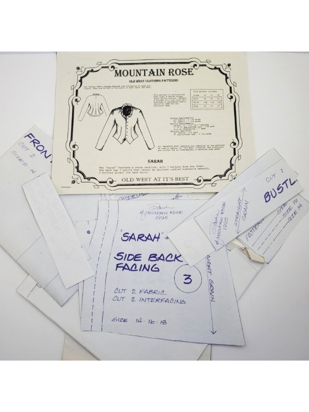 Mountain Rose Sarah Old West Clothing Patterns Sizes 14 16 18 Paper Vintage - Picture 2 of 16